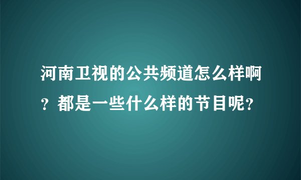 河南卫视的公共频道怎么样啊？都是一些什么样的节目呢？