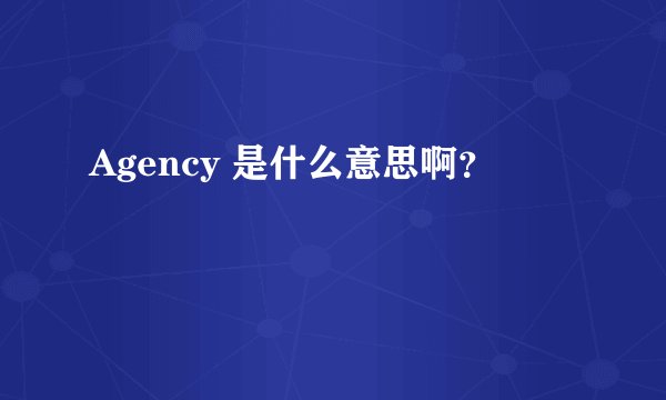 Agency 是什么意思啊？