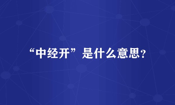 “中经开”是什么意思？