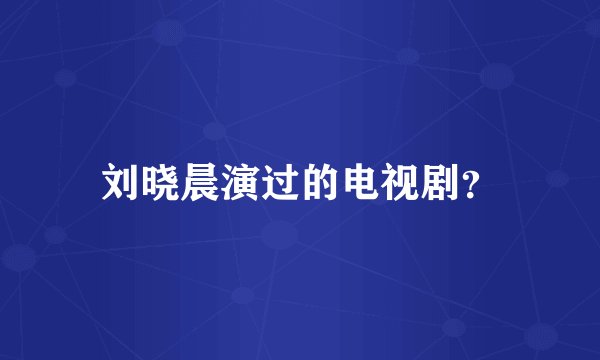 刘晓晨演过的电视剧？