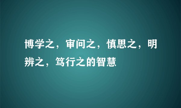 博学之，审问之，慎思之，明辨之，笃行之的智慧