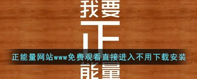 正能量网站www免费观看直接进入不用下载安装