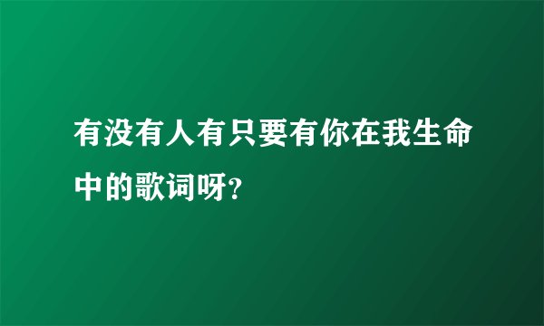 有没有人有只要有你在我生命中的歌词呀？