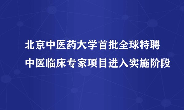北京中医药大学首批全球特聘中医临床专家项目进入实施阶段