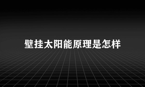 壁挂太阳能原理是怎样