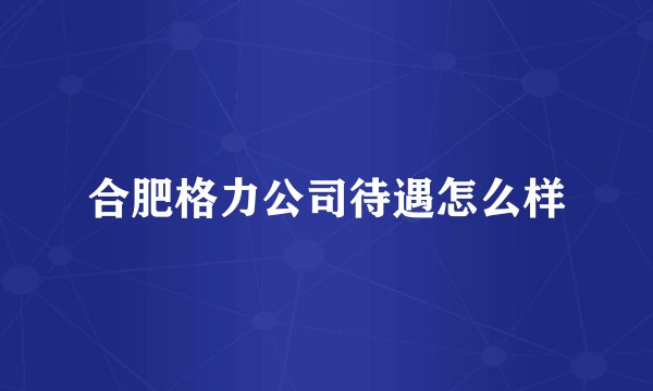 合肥格力公司待遇怎么样