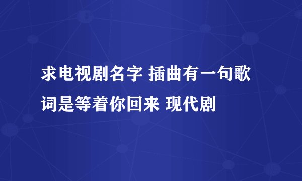 求电视剧名字 插曲有一句歌词是等着你回来 现代剧