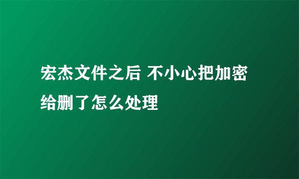 宏杰文件之后 不小心把加密给删了怎么处理