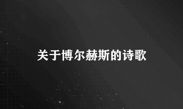 关于博尔赫斯的诗歌