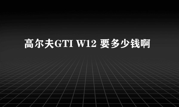 高尔夫GTI W12 要多少钱啊