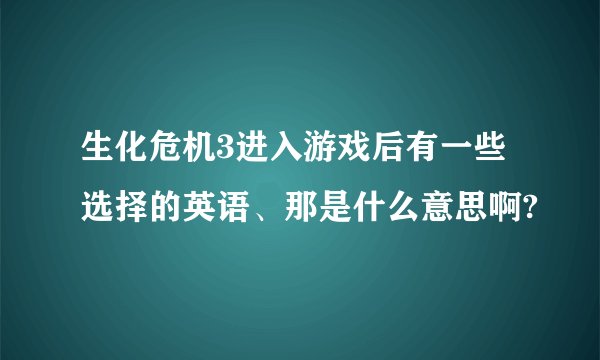 生化危机3进入游戏后有一些选择的英语、那是什么意思啊?