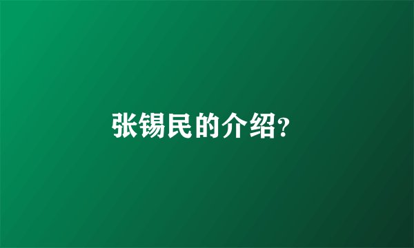 张锡民的介绍？