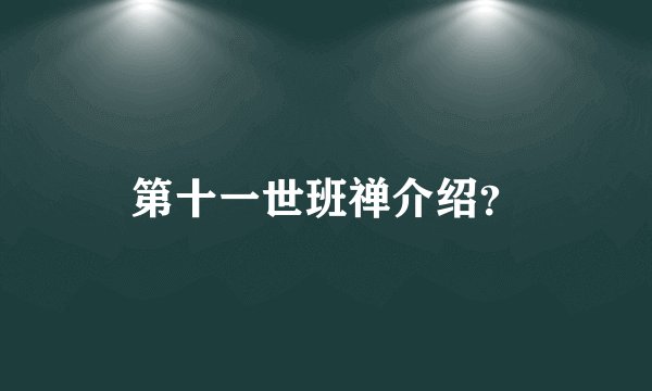 第十一世班禅介绍？