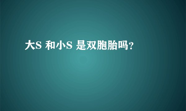 大S 和小S 是双胞胎吗？