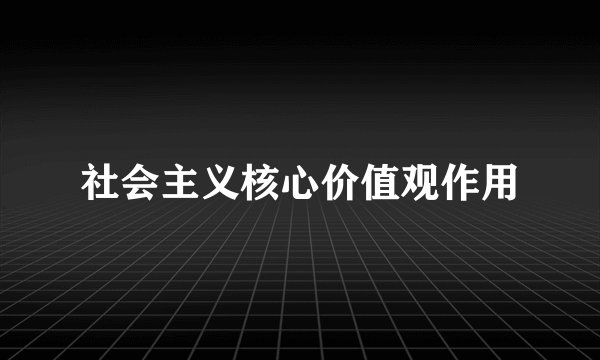 社会主义核心价值观作用