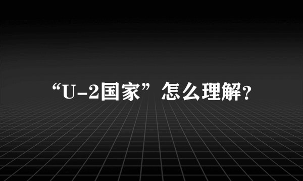 “U-2国家”怎么理解？