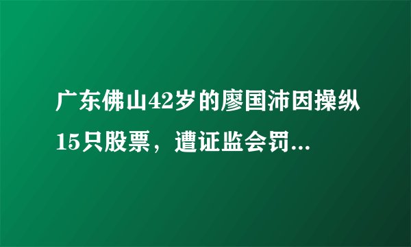 广东佛山42岁的廖国沛因操纵15只股票，遭证监会罚没8150万元，这事你怎么看？