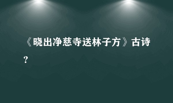 《晓出净慈寺送林子方》古诗？