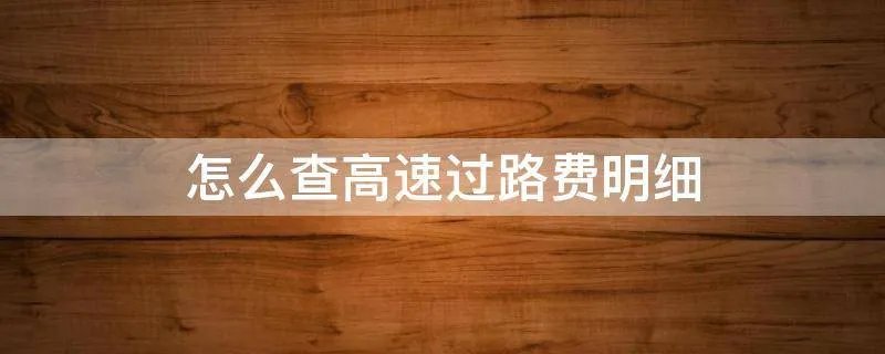 怎么查高速过路费明细