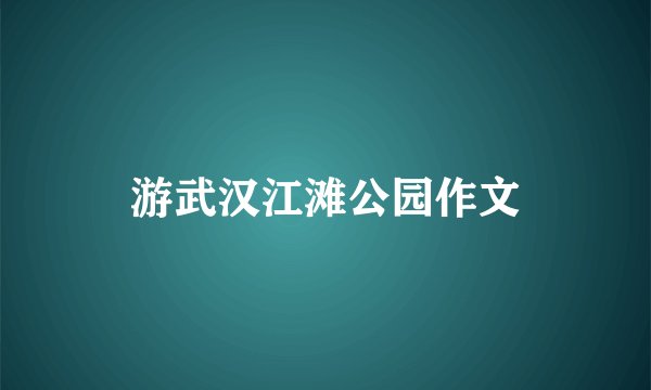 游武汉江滩公园作文