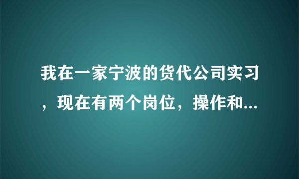 我在一家宁波的货代公司实习，现在有两个岗位，操作和财务，大家觉得那个比较好？