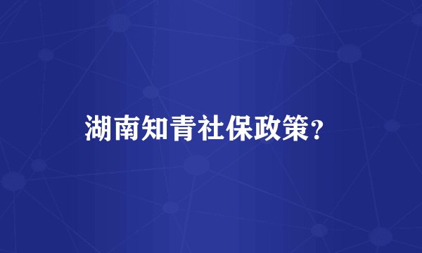湖南知青社保政策？