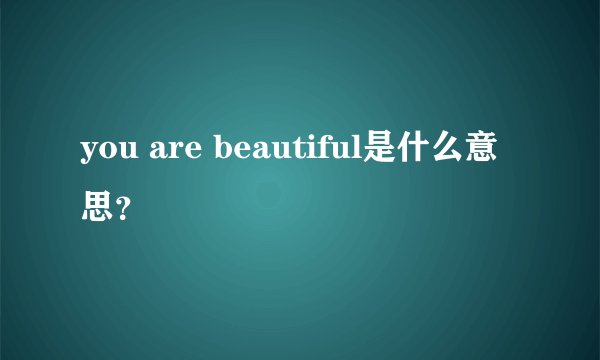 you are beautiful是什么意思？
