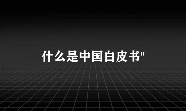 什么是中国白皮书