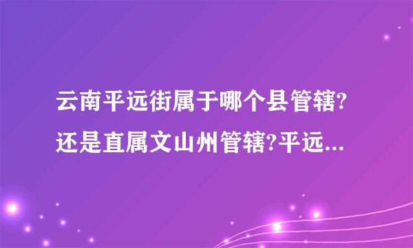 云南平远街属于哪个县管辖?还是直属文山州管辖?平远街是镇还是县？