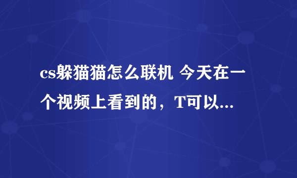 cs躲猫猫怎么联机 今天在一个视频上看到的，T可以变成地图上的一个物品CT是找，请问怎么和老外联机