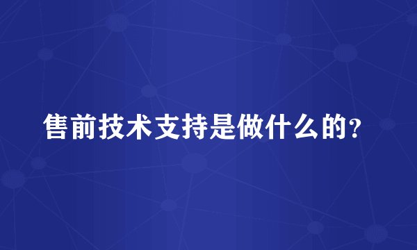 售前技术支持是做什么的？