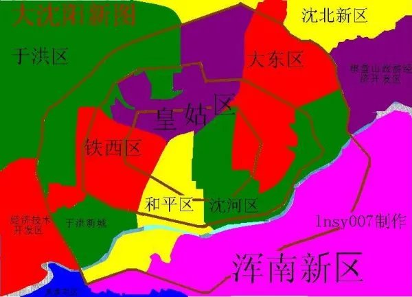 沈阳市区行政图