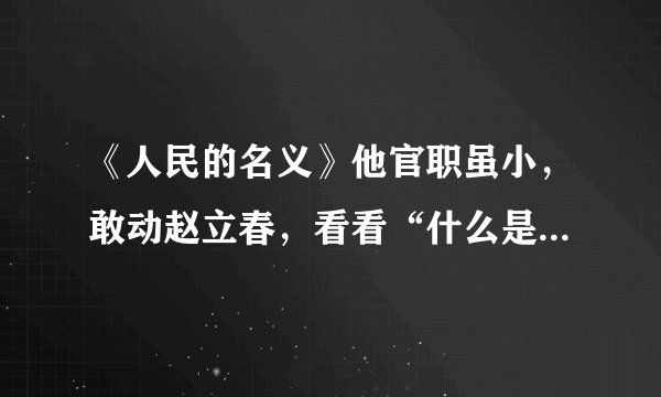 《人民的名义》他官职虽小，敢动赵立春，看看“什么是最强背景”